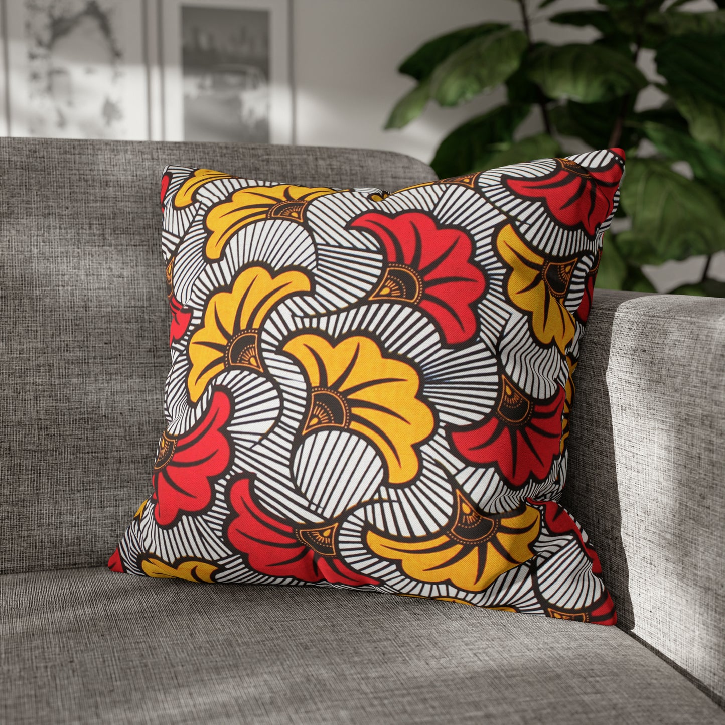 White and Orange Ankara Square Pillow Case | Afrocentric Pillow Case