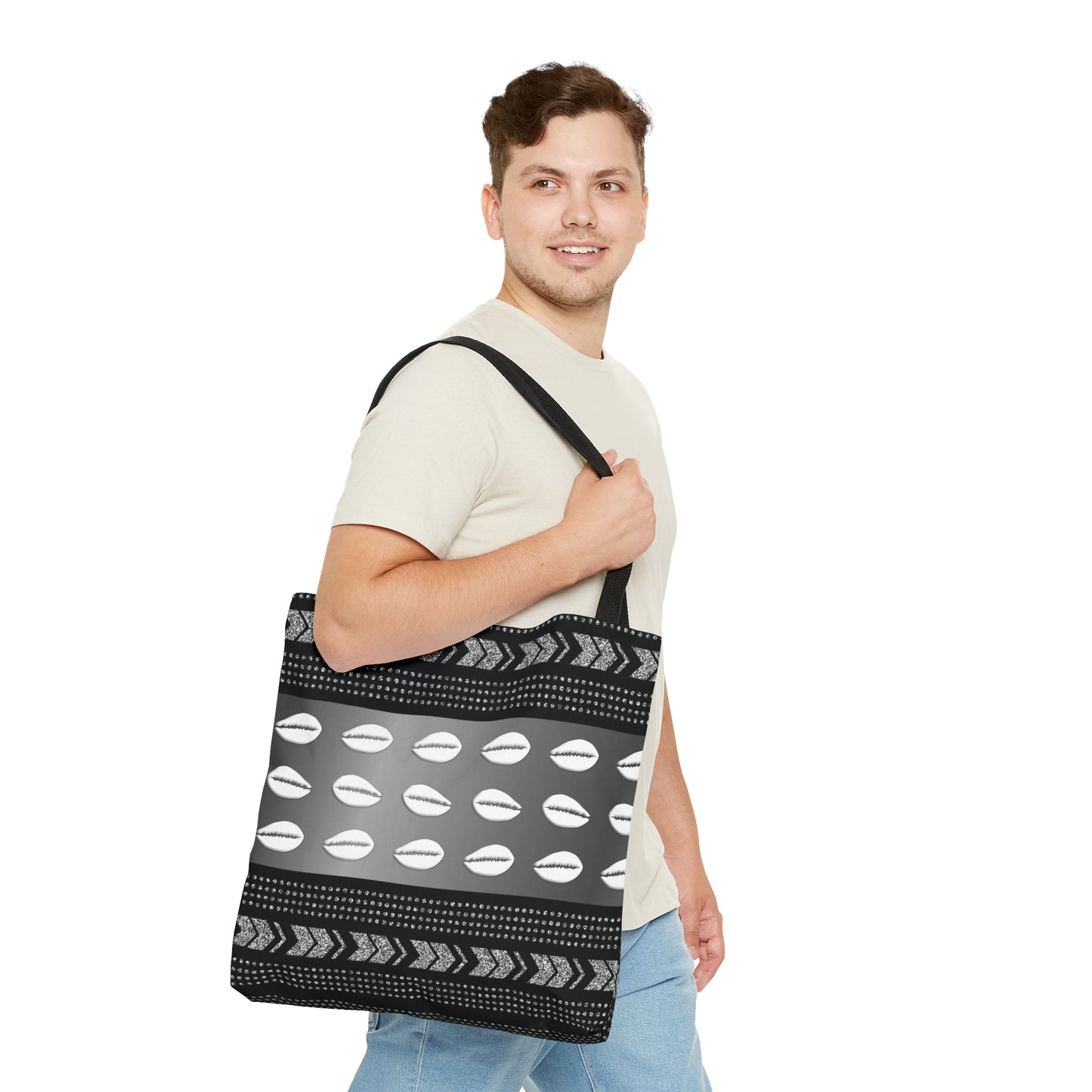 Cowrie Shell Mudcloth Inspired Tote Bag
