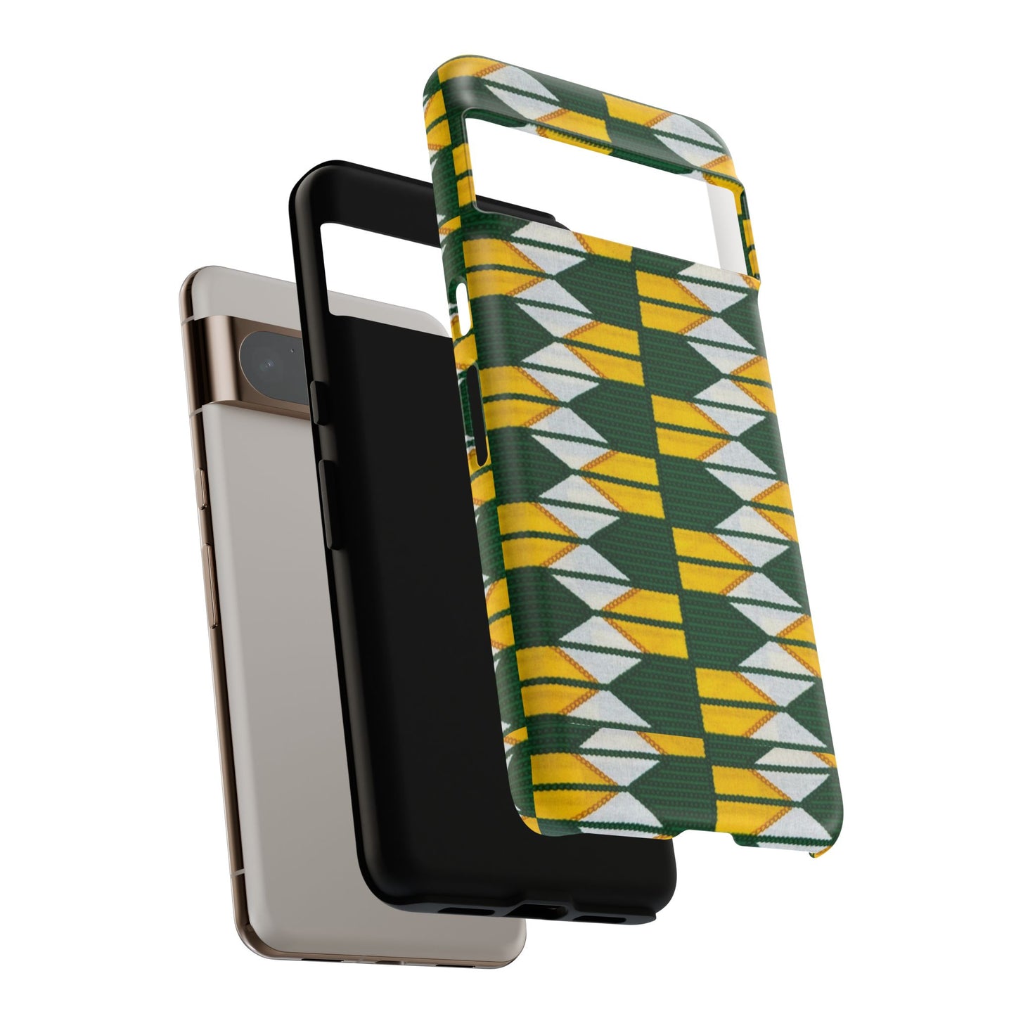 Green Gold White Ankara Google Pixel Tough Cases | African Google Pixel Case | Afrocentric Google Pixel Case