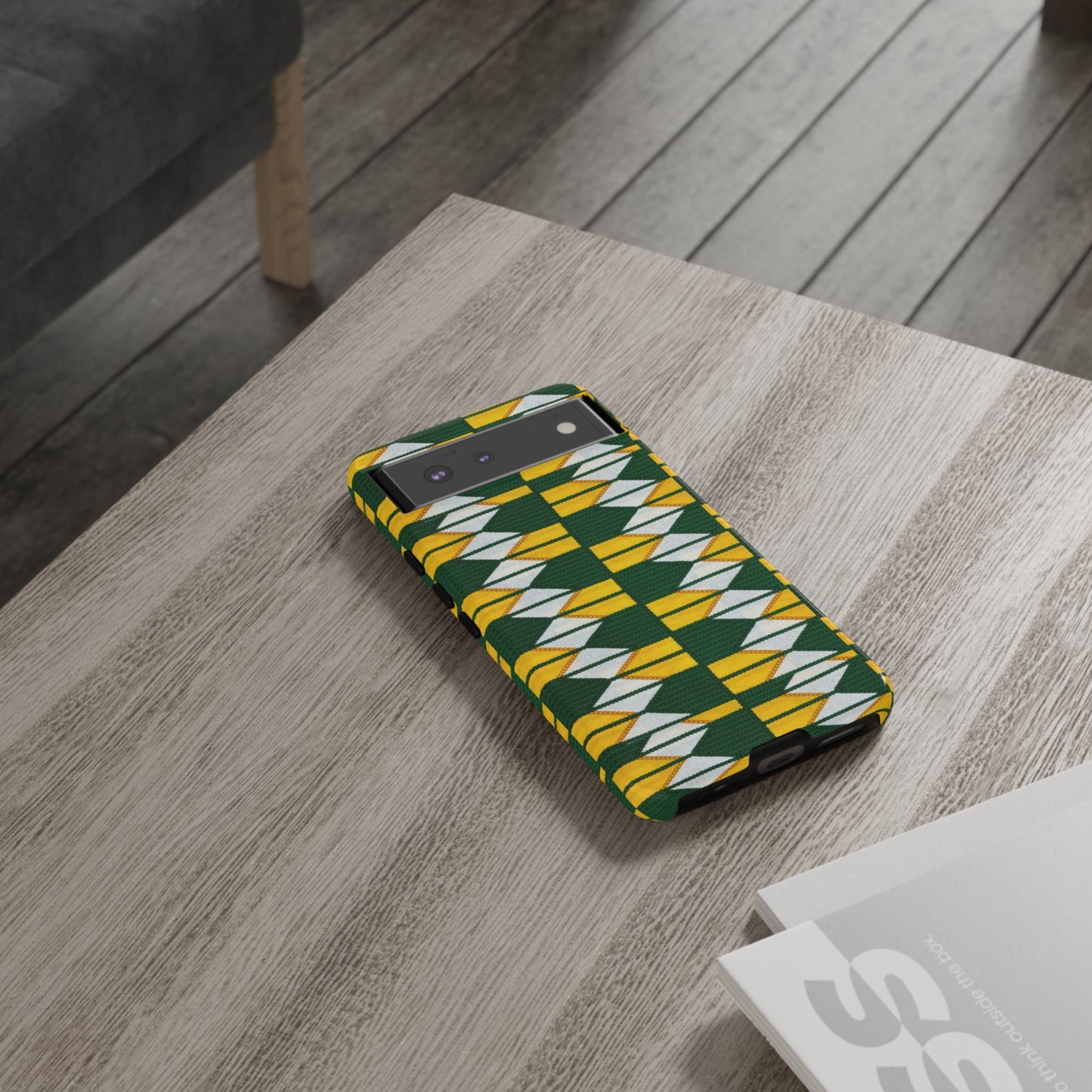 Green Gold White Ankara Google Pixel Tough Cases | African Google Pixel Case | Afrocentric Google Pixel Case