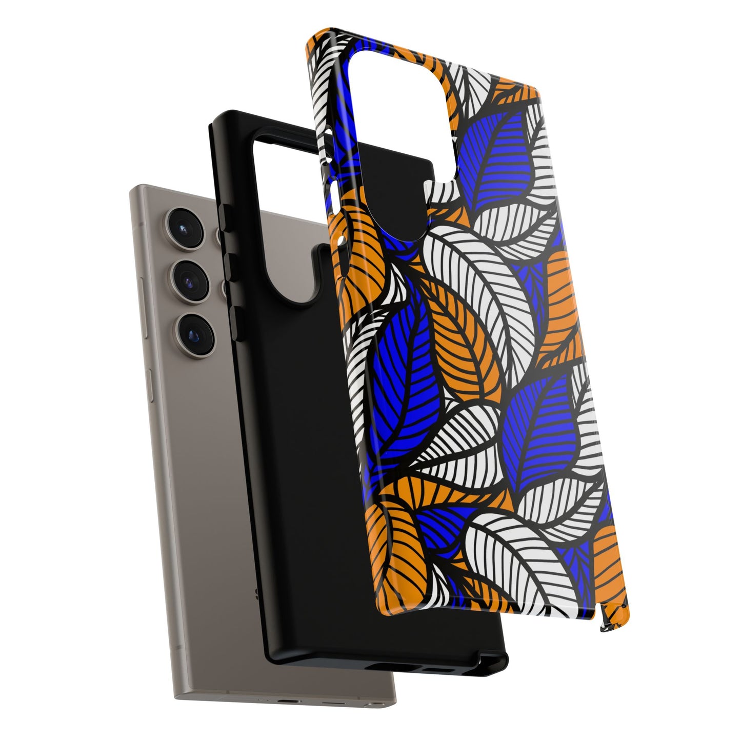 Blue and Gold Leaf Ankara Samsung Tough Cases | African Samsung Case | Afrocentric Samsung Case | Ankara Samsung Phone Case