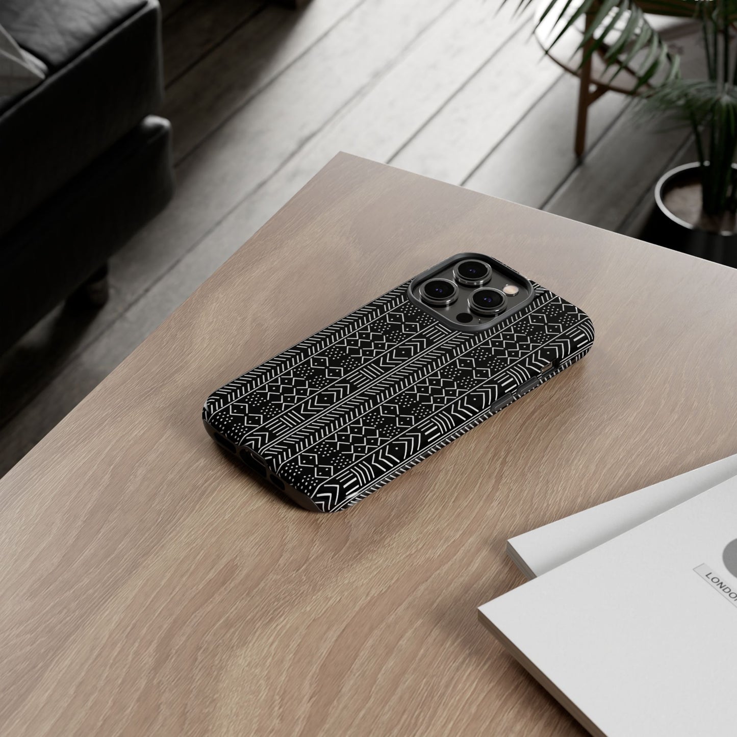 Black & White Mudcloth iPhone Tough Cases | African iPhone Case | Afrocentric iPhone Case
