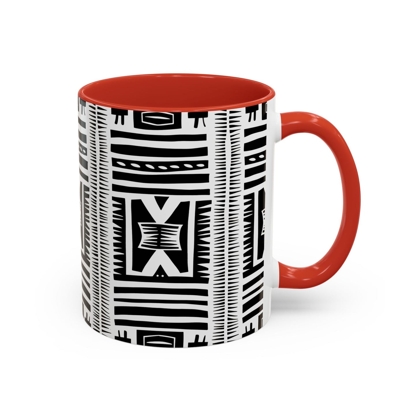 Boho Chic Accent Coffee Mug - Unique Black and White Design, Perfect Gift for Her, Modern Home Decor, Coffee Lover, Tea Enthusiast
