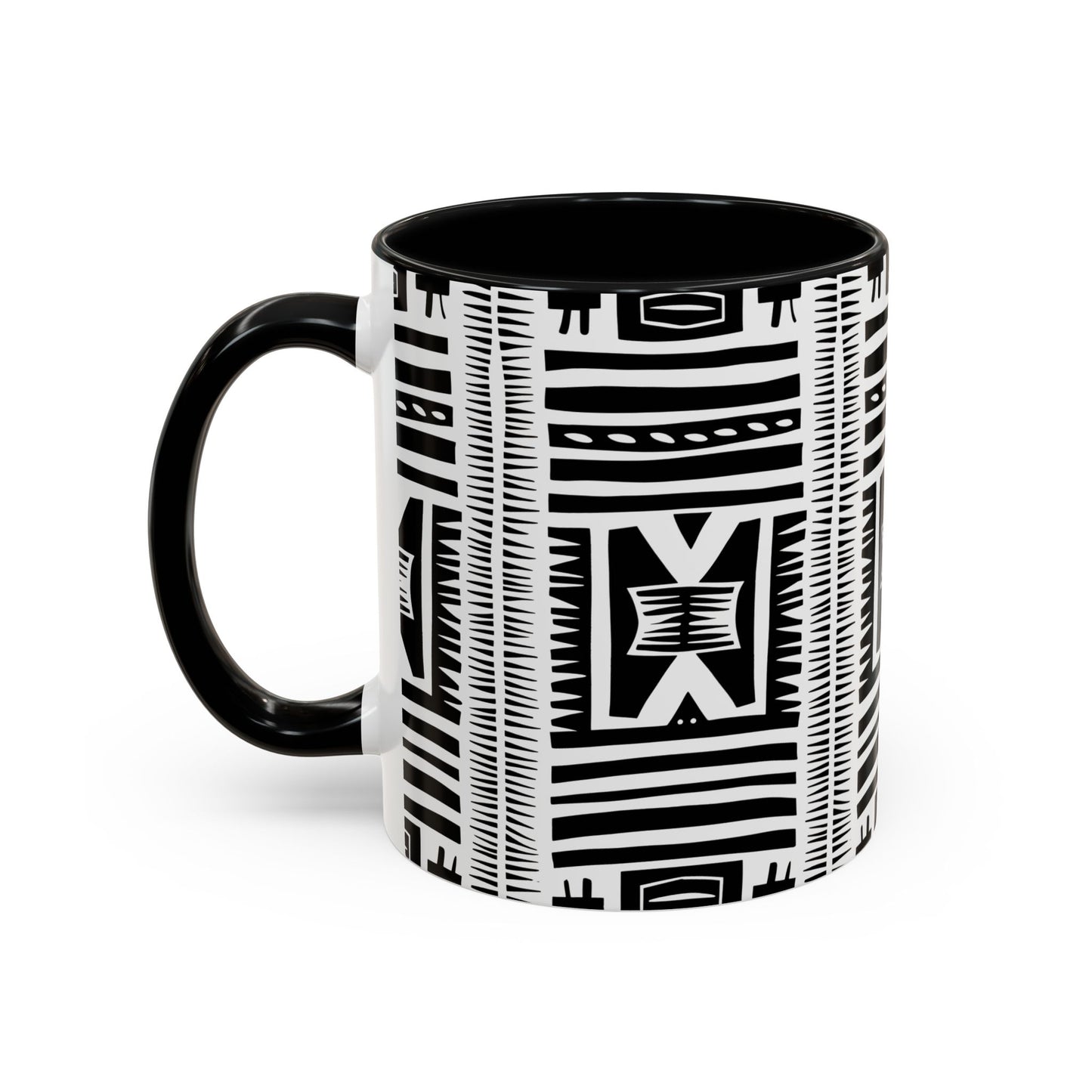 Boho Chic Accent Coffee Mug - Unique Black and White Design, Perfect Gift for Her, Modern Home Decor, Coffee Lover, Tea Enthusiast