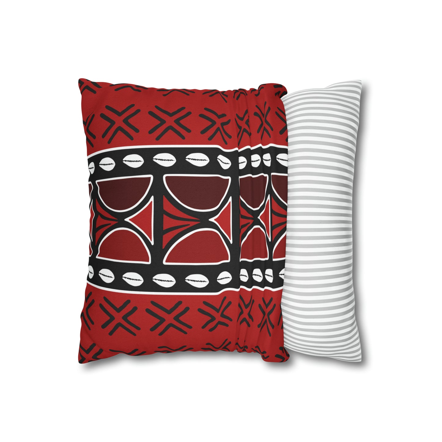Red Mudcloth Ankara Square Pillow Case | Afrocentric Pillow Case