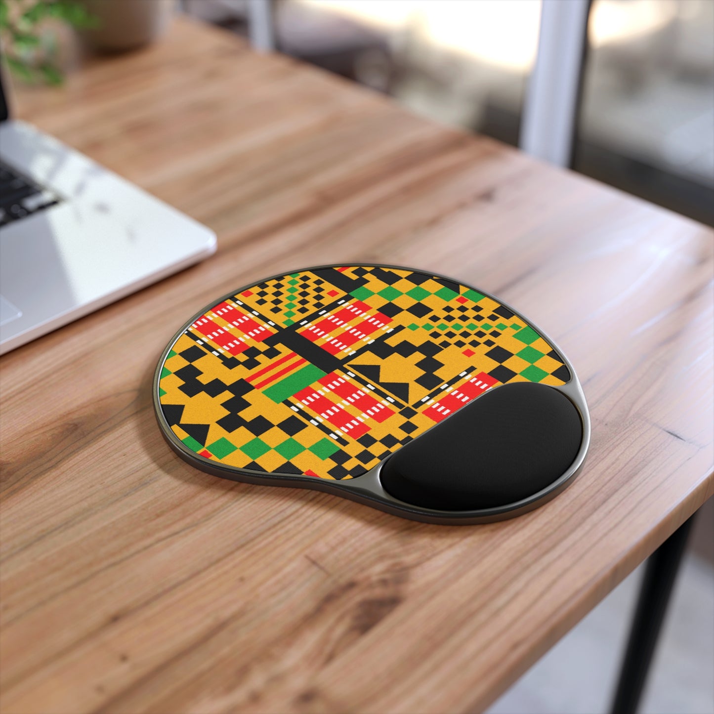 Vibrant African Print Mouse Pad with Wrist Rest - Unique Office Decor, Ergonomic Design, Gift for Students, Gamers, or Professionals