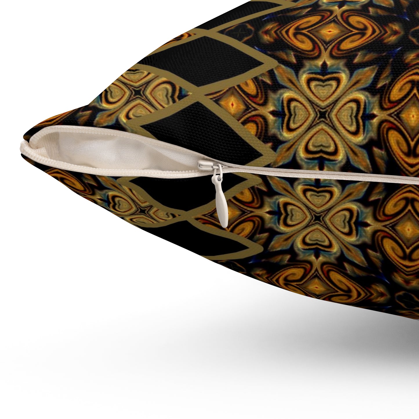 Black Ankara Print Polyester Square Pillow | Afrocentric Pillow | African Pillow