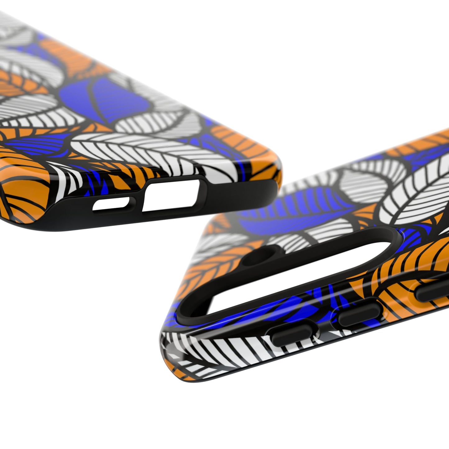 Blue and Gold Leaf Ankara Samsung Tough Cases | African Samsung Case | Afrocentric Samsung Case | Ankara Samsung Phone Case
