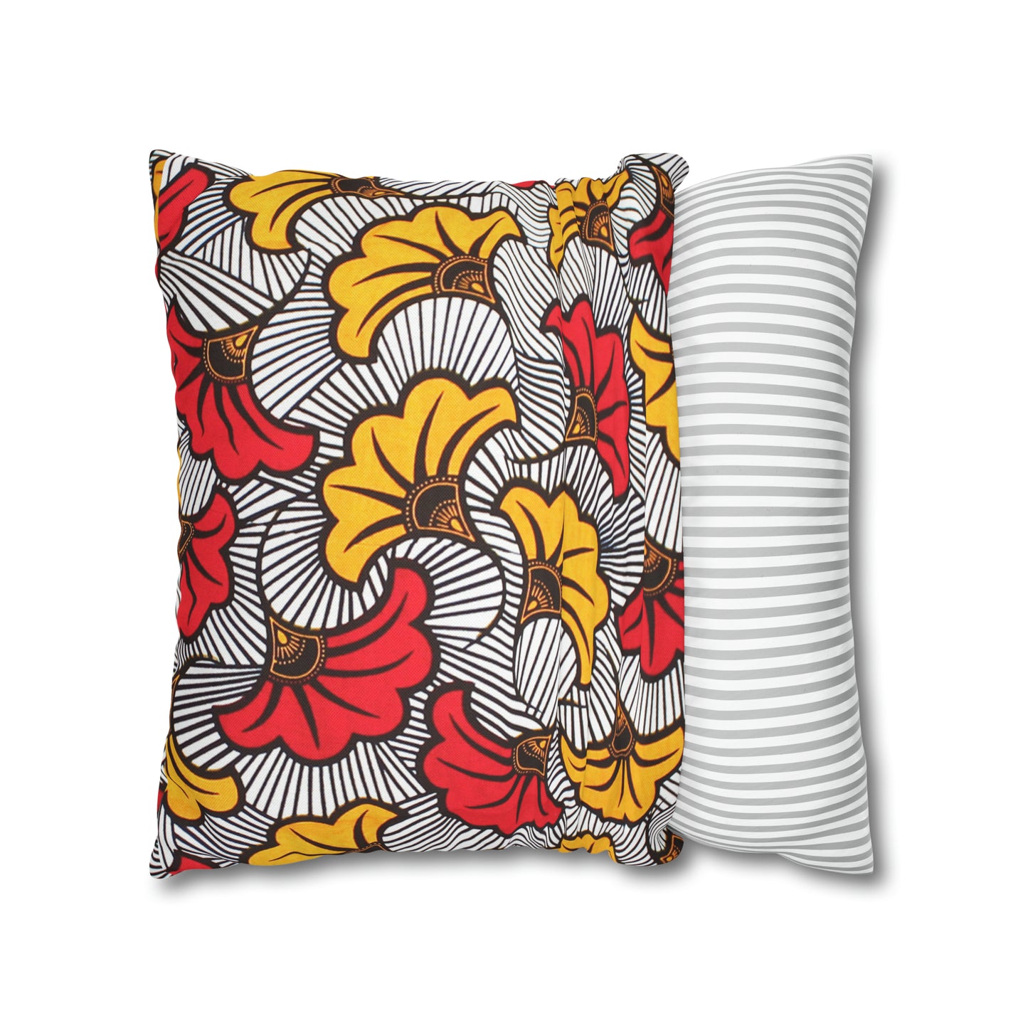 White and Orange Ankara Square Pillow Case | Afrocentric Pillow Case