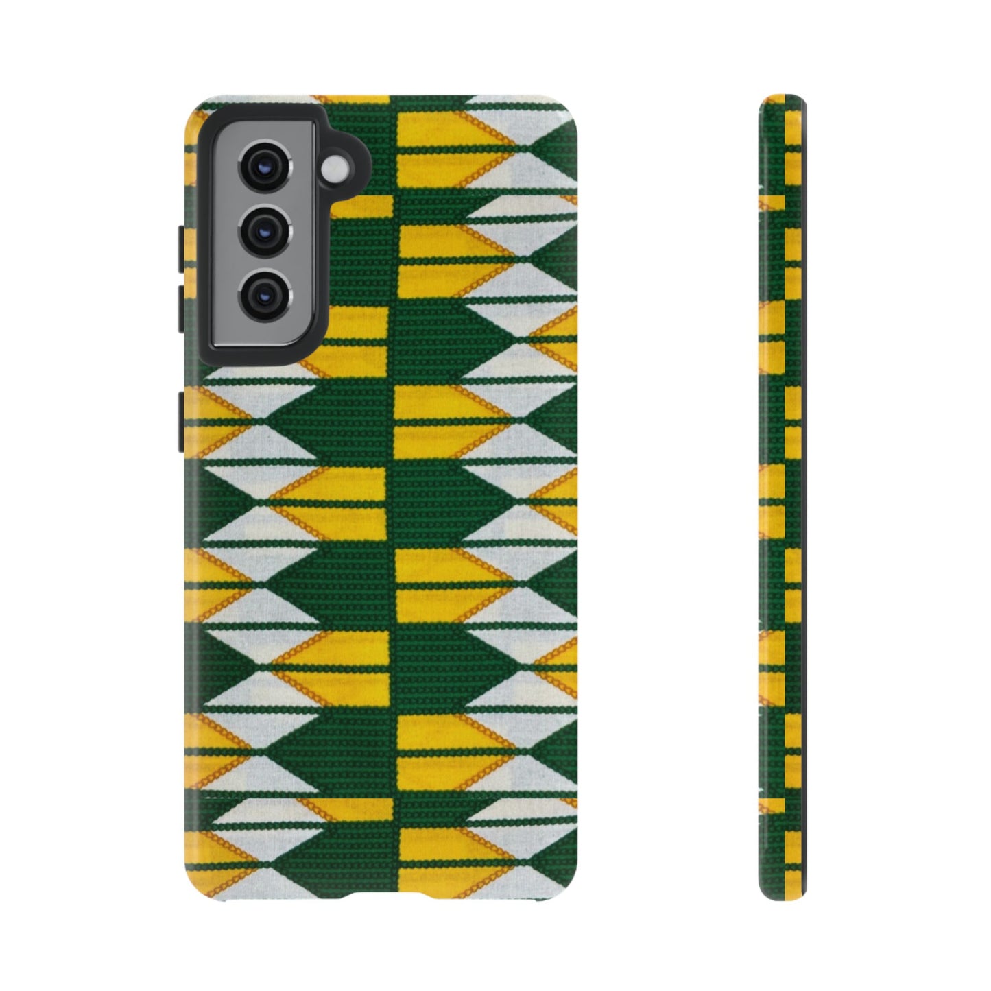 Green Yellow White Ankara Samsung Tough Cases | African Samsung Case | Afrocentric Samsung Case | Ankara Samsung Phone Case