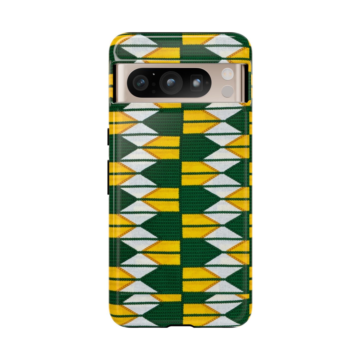 Green Gold White Ankara Google Pixel Tough Cases | African Google Pixel Case | Afrocentric Google Pixel Case