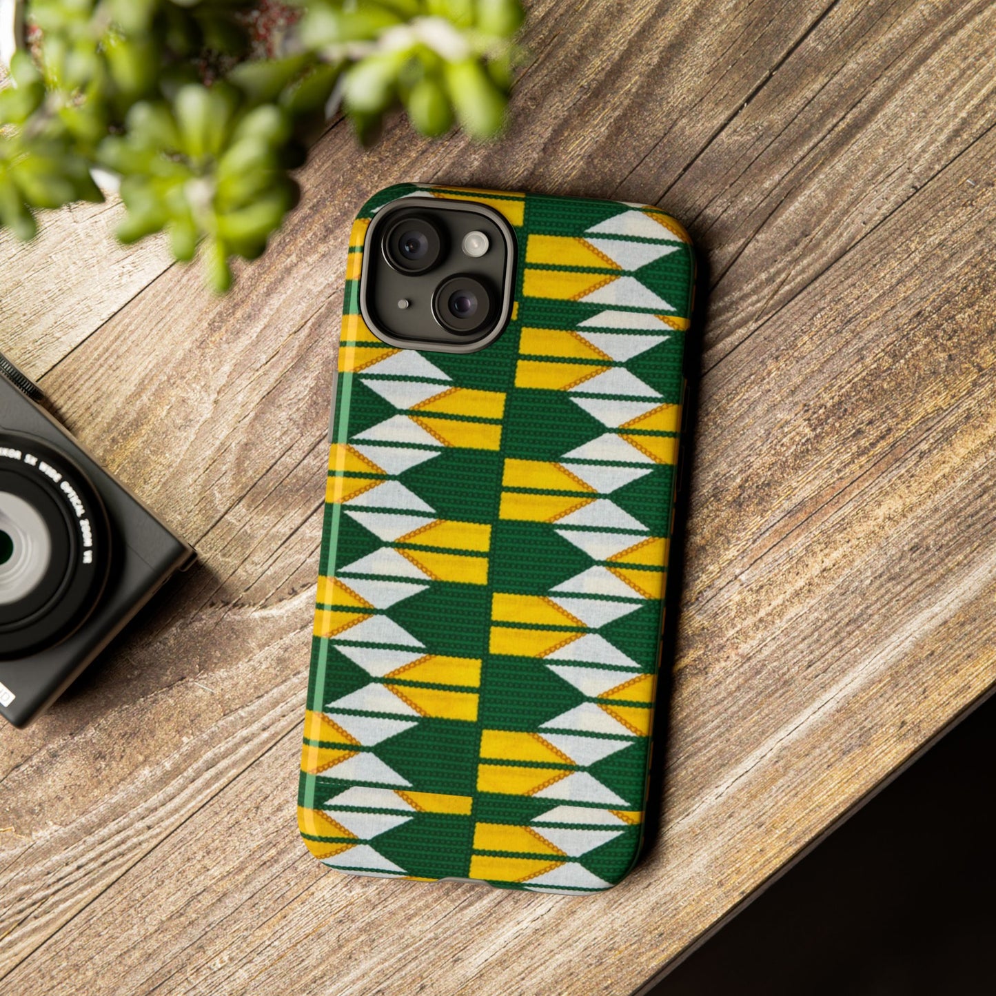 Green Yellow White iPhone Tough Cases | Ankara iPhone Case | Afrocentric iPhone Case