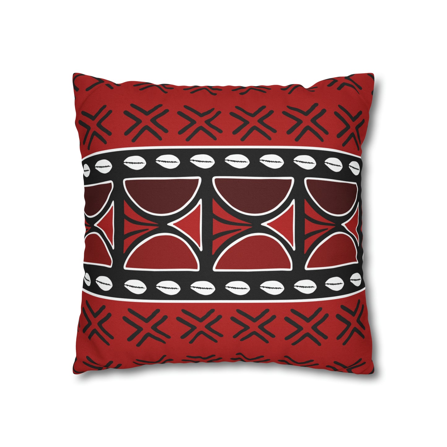 Red Mudcloth Ankara Square Pillow Case | Afrocentric Pillow Case