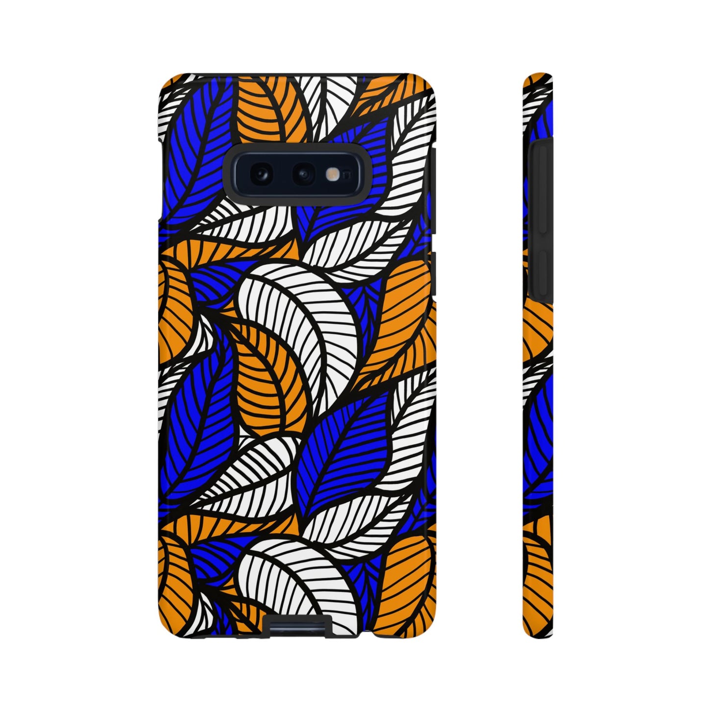 Blue and Gold Leaf Ankara Samsung Tough Cases | African Samsung Case | Afrocentric Samsung Case | Ankara Samsung Phone Case