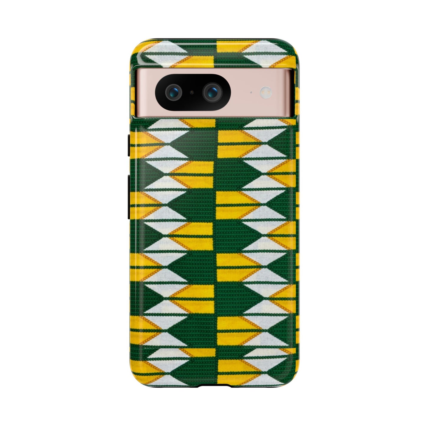 Green Gold White Ankara Google Pixel Tough Cases | African Google Pixel Case | Afrocentric Google Pixel Case