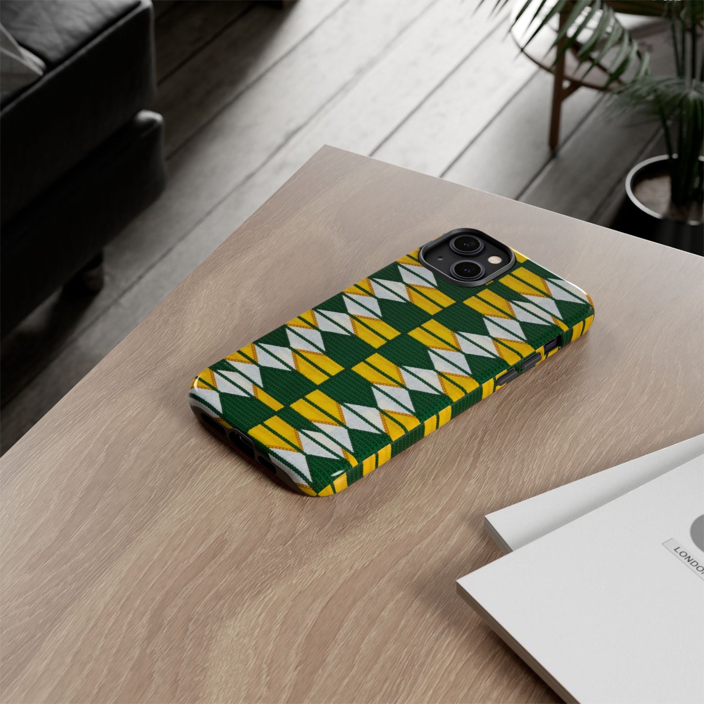 Green Yellow White iPhone Tough Cases | Ankara iPhone Case | Afrocentric iPhone Case