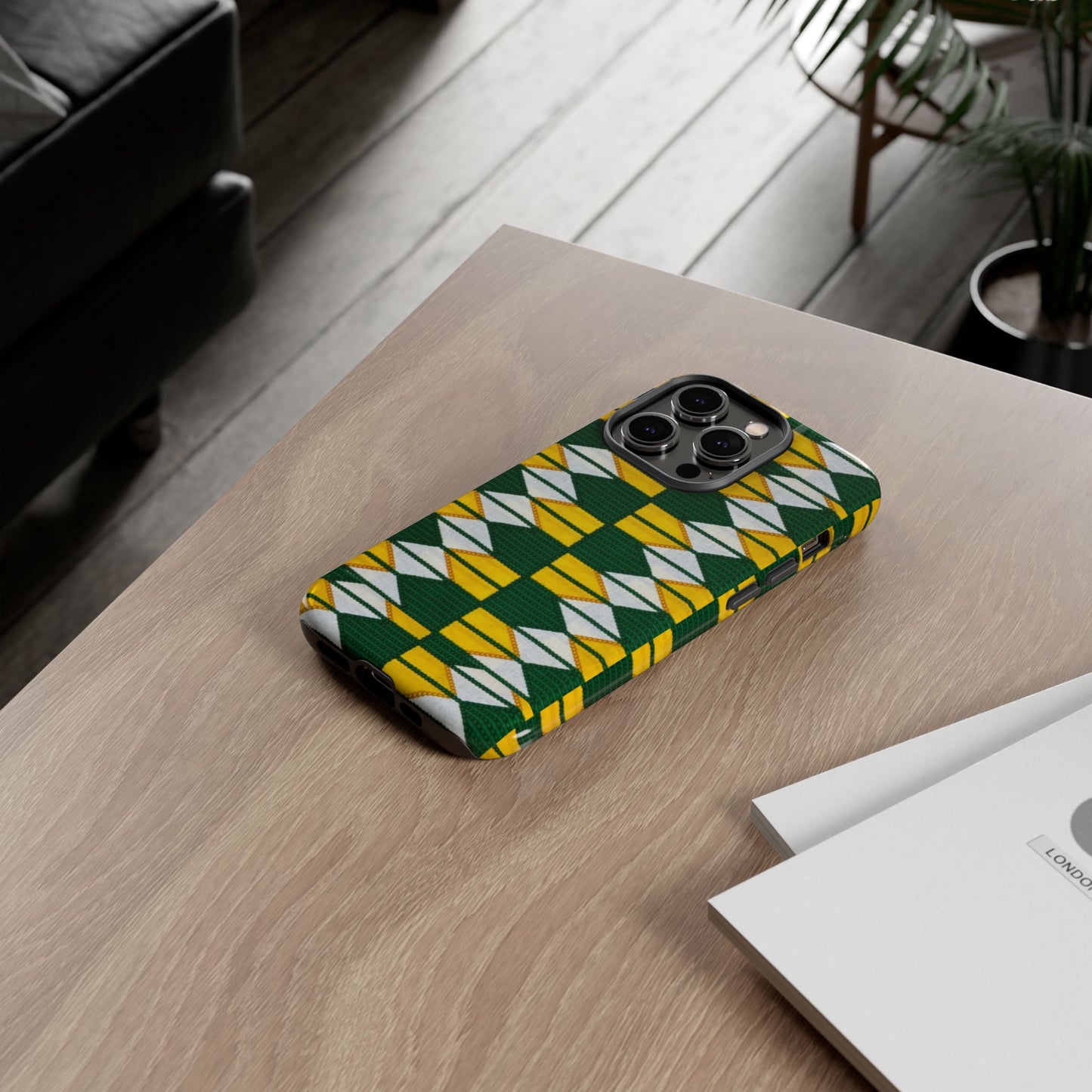 Green Yellow White iPhone Tough Cases | Ankara iPhone Case | Afrocentric iPhone Case