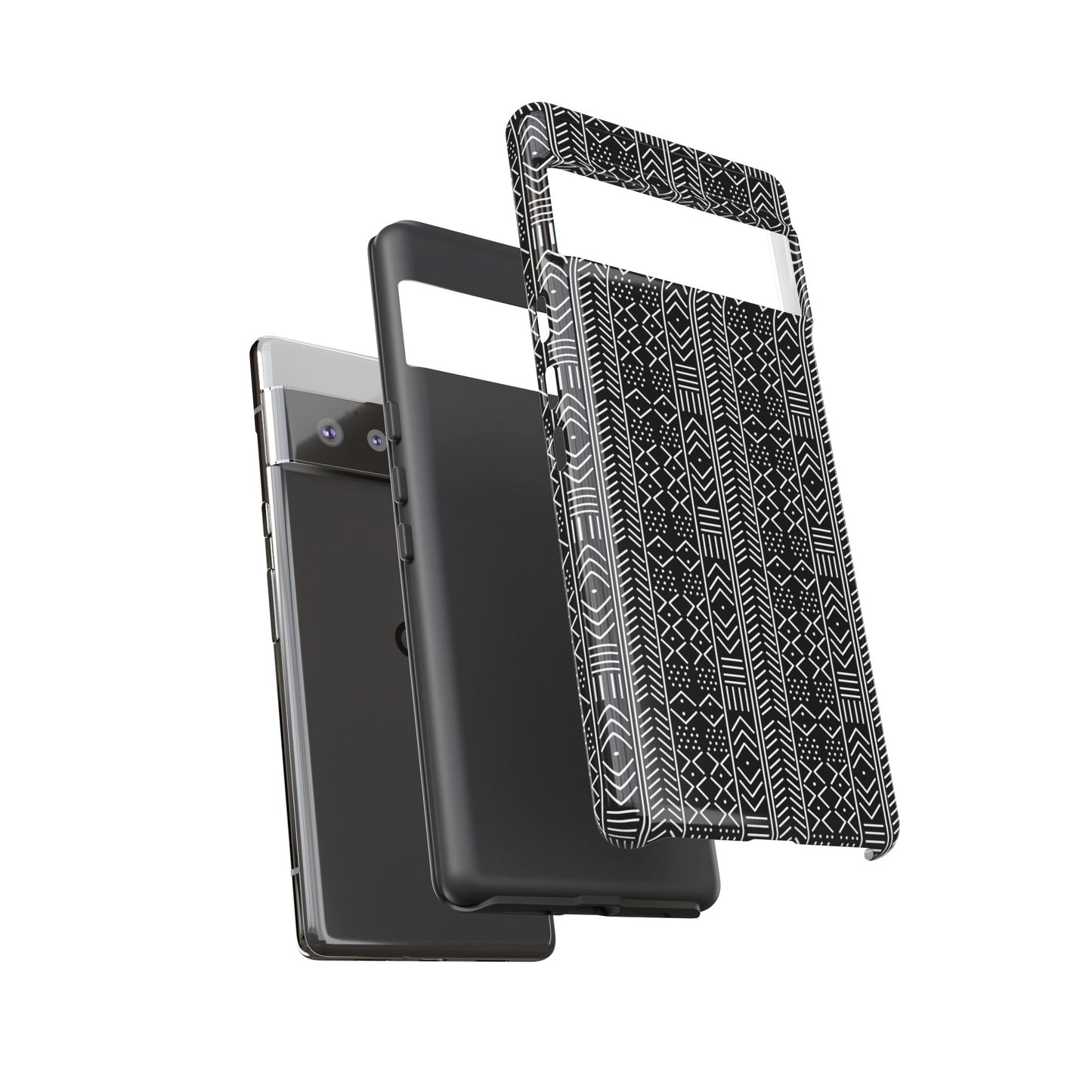 Black & White Mudcloth Google Pixel Tough Cases | African Google Pixel Case | Afrocentric Google Pixel Case