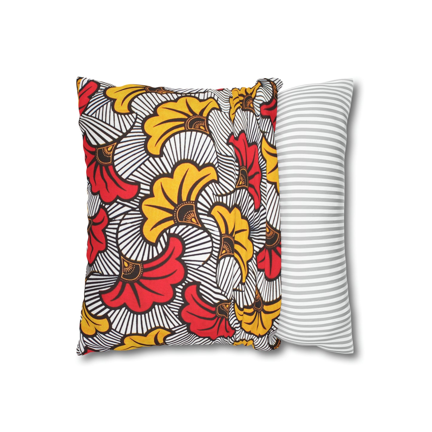 White and Orange Ankara Square Pillow Case | Afrocentric Pillow Case