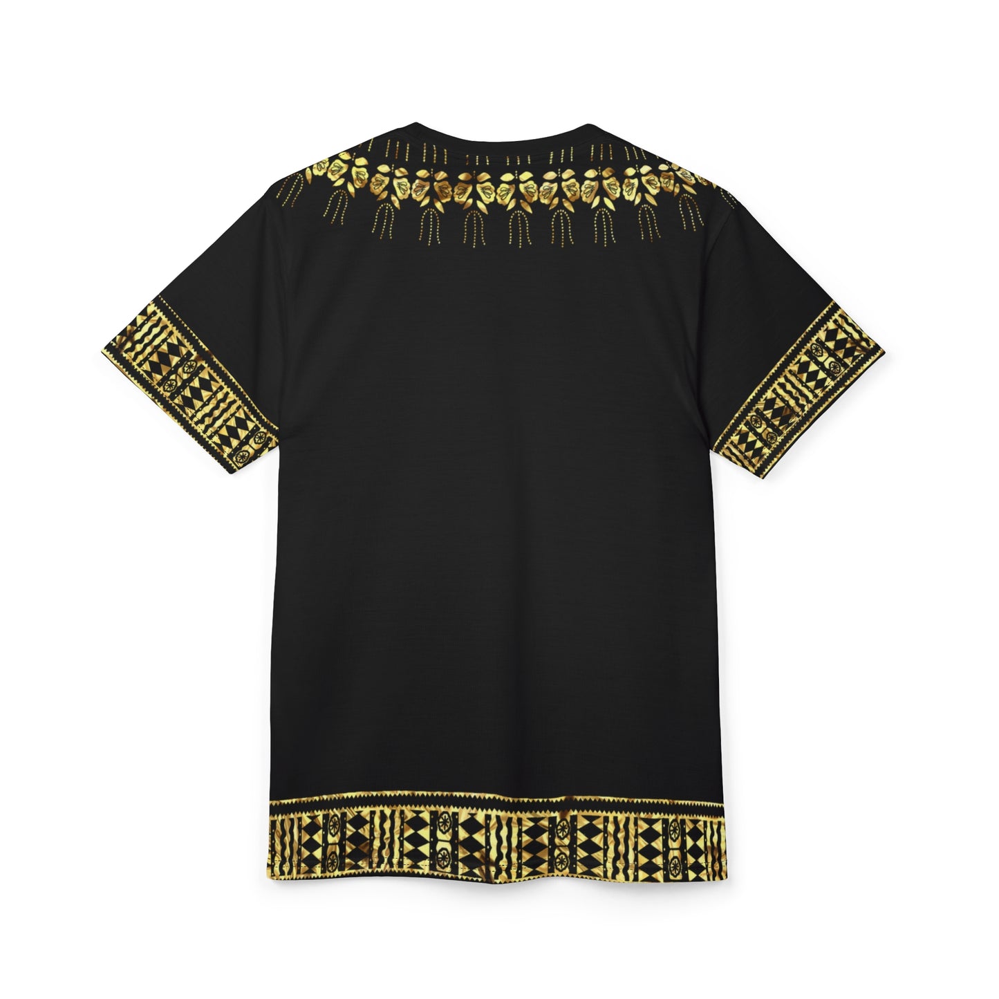 Dashiki Tee, African Print Shirt, Unisex Tee, Black and Gold Shirt, Ethnic Clothing, Cut and Sew T-Shirt