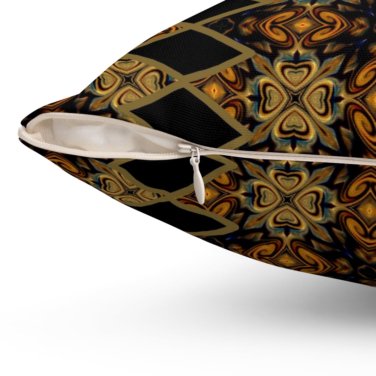 Black Ankara Print Polyester Square Pillow | Afrocentric Pillow | African Pillow