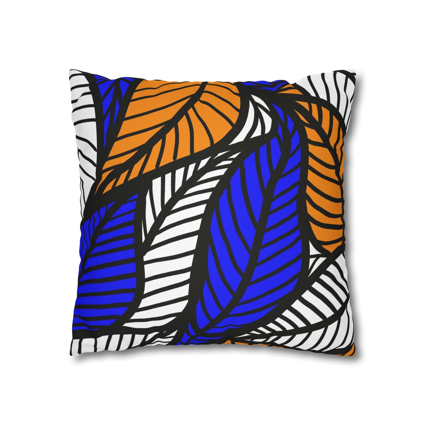 Blue Ankara Polyester Square Pillow Case | Afrocentric Pillow Case