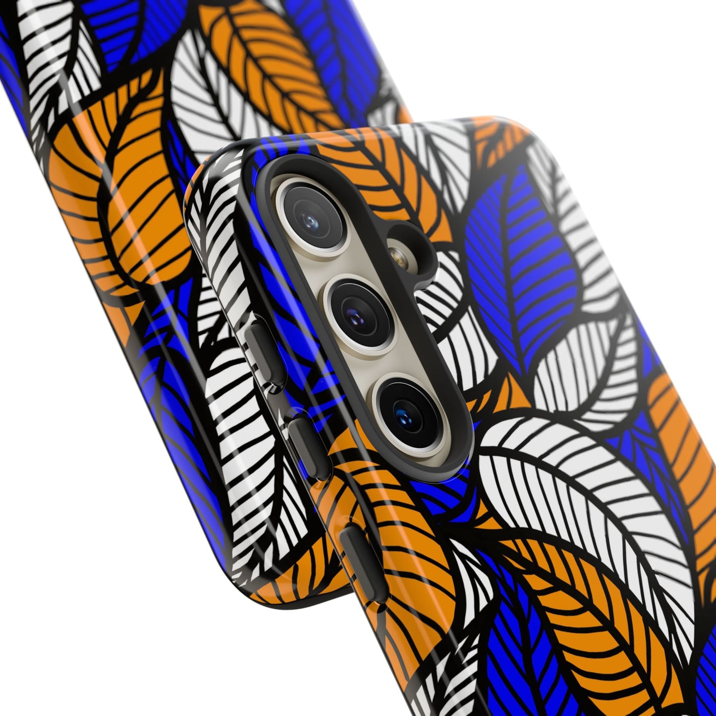 Blue and Gold Leaf Ankara Samsung Tough Cases | African Samsung Case | Afrocentric Samsung Case | Ankara Samsung Phone Case
