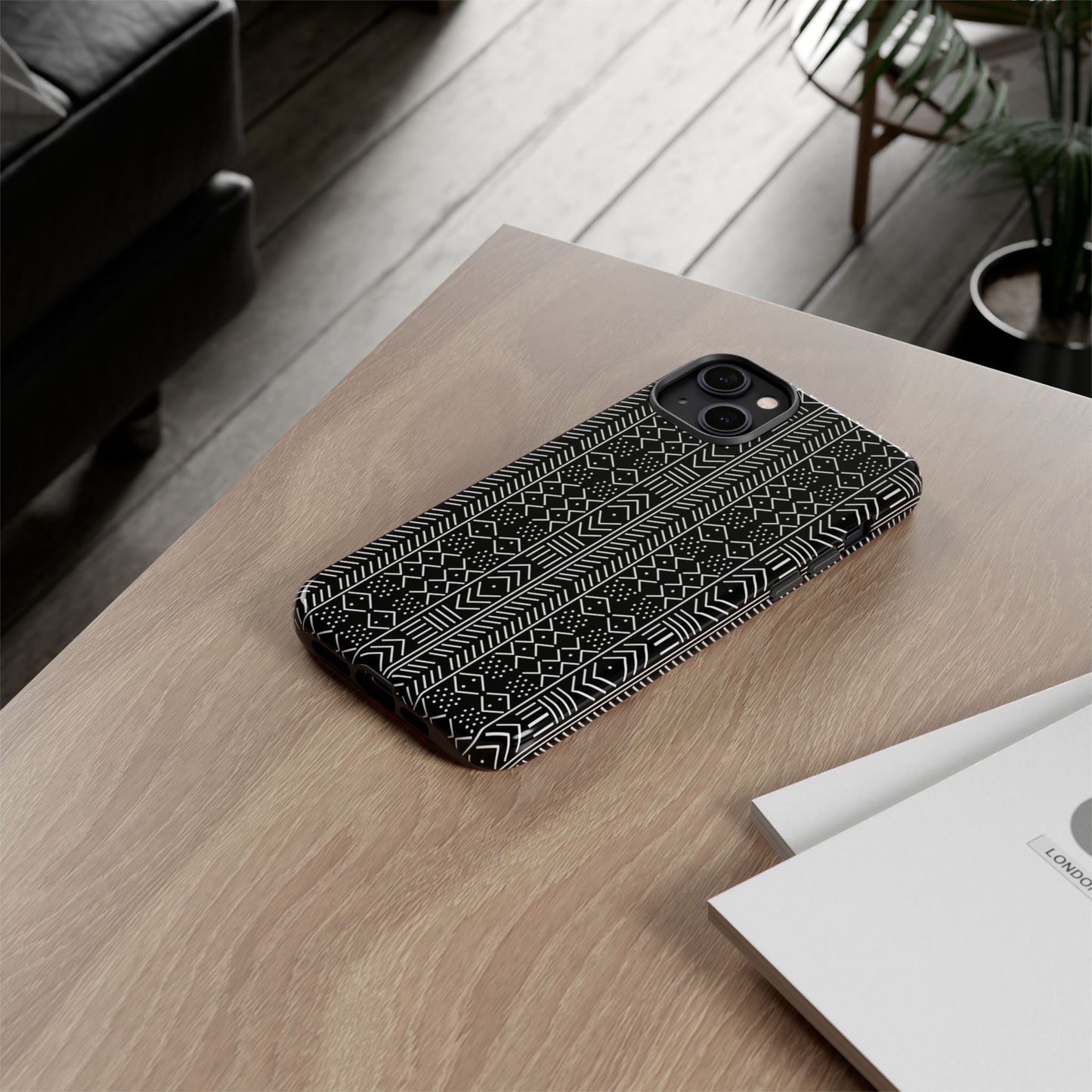 Black & White Mudcloth iPhone Tough Cases | African iPhone Case | Afrocentric iPhone Case