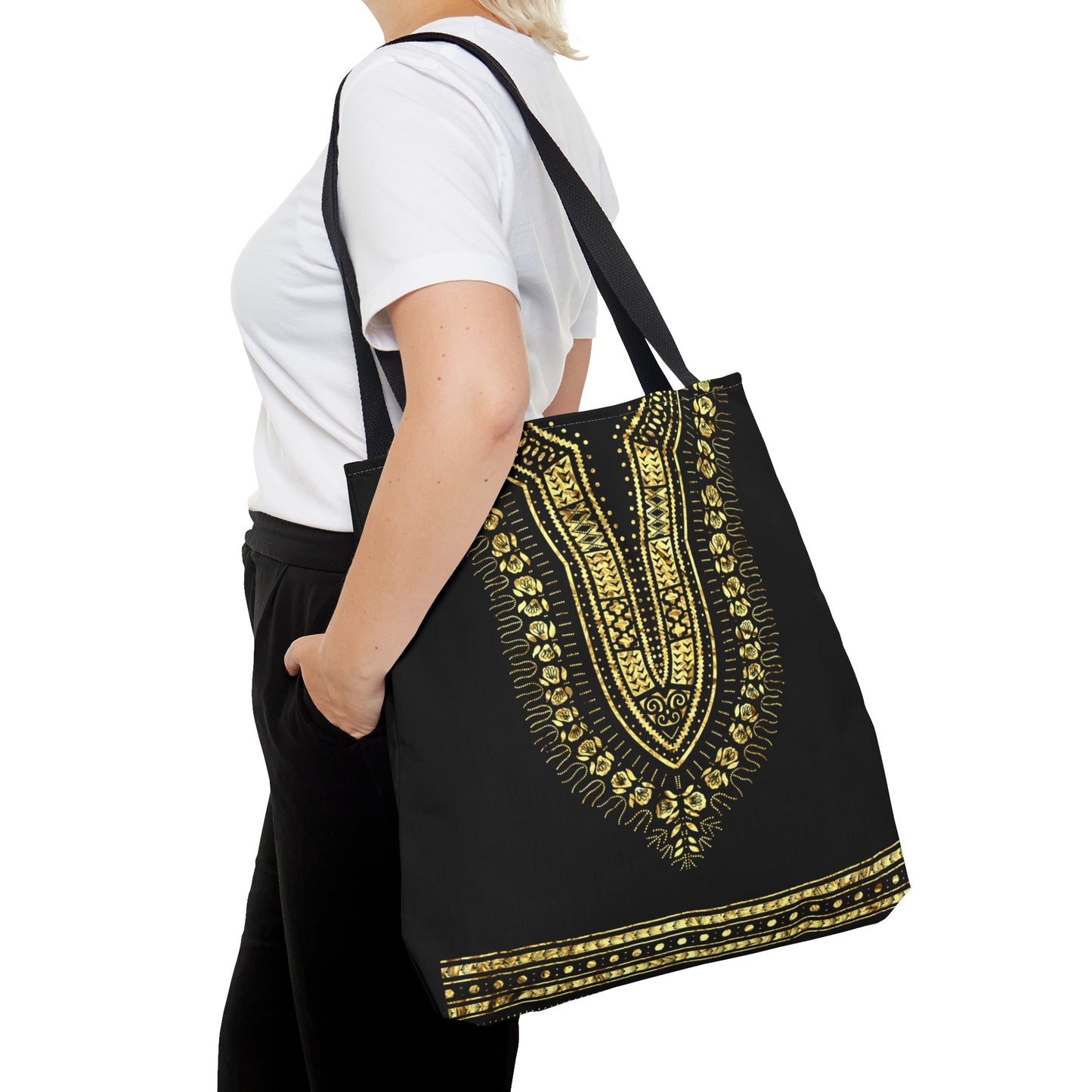 Black and Gold Dashiki Tote Bag