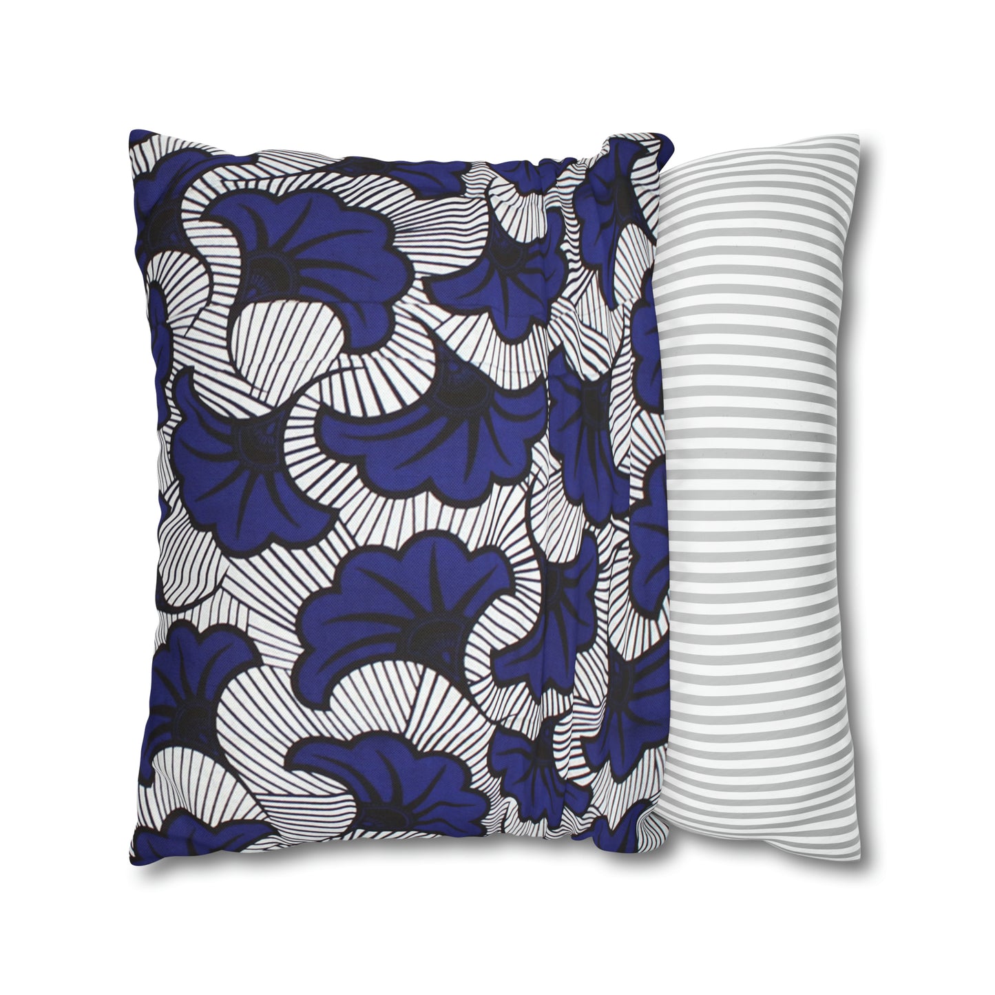 Blue Floral Ankara Square Pillow Case | Afrocentric Pillow Case