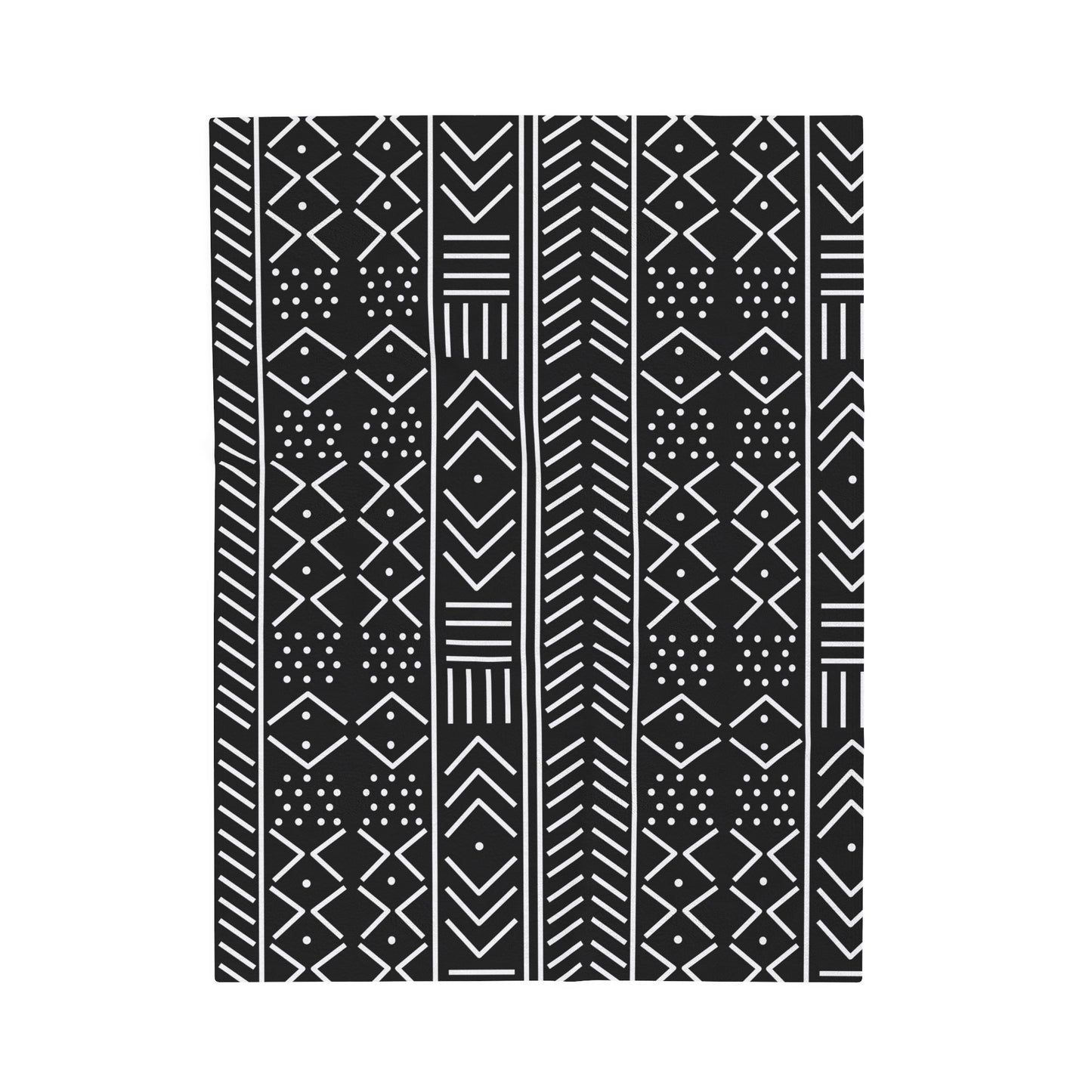 Black and White Mudcloth Inspired Plush Blanket
