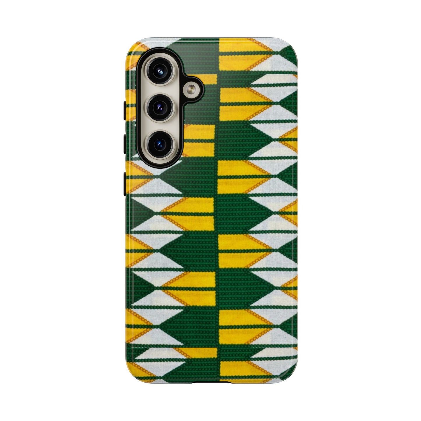 Green Yellow White Ankara Samsung Tough Cases | African Samsung Case | Afrocentric Samsung Case | Ankara Samsung Phone Case