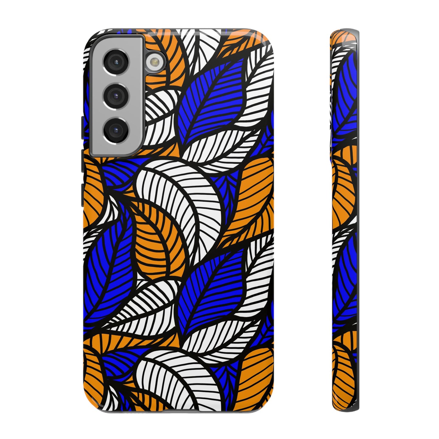 Blue and Gold Leaf Ankara Samsung Tough Cases | African Samsung Case | Afrocentric Samsung Case | Ankara Samsung Phone Case