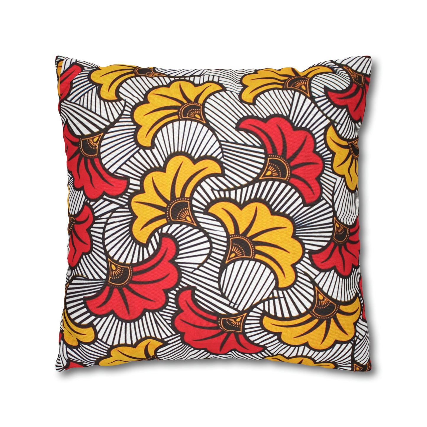 White and Orange Ankara Square Pillow Case | Afrocentric Pillow Case