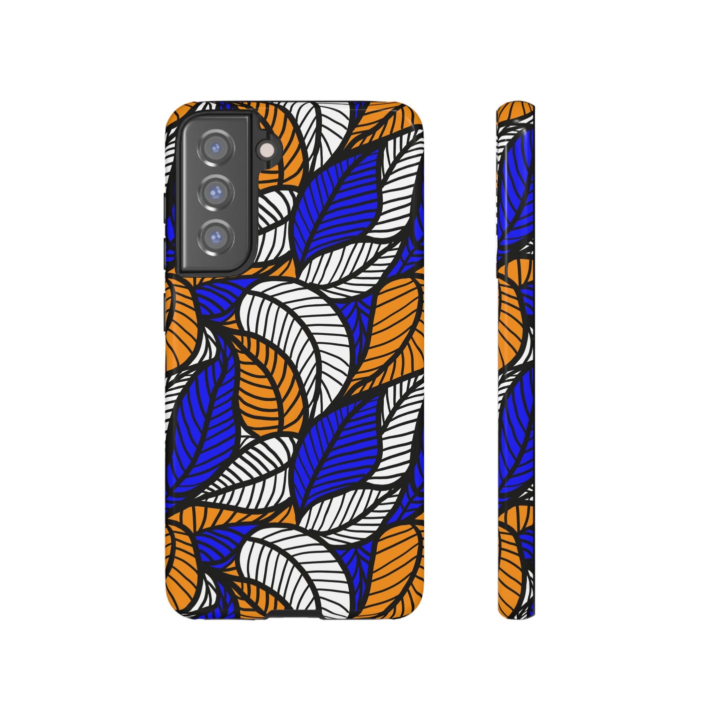 Blue and Gold Leaf Ankara Samsung Tough Cases | African Samsung Case | Afrocentric Samsung Case | Ankara Samsung Phone Case