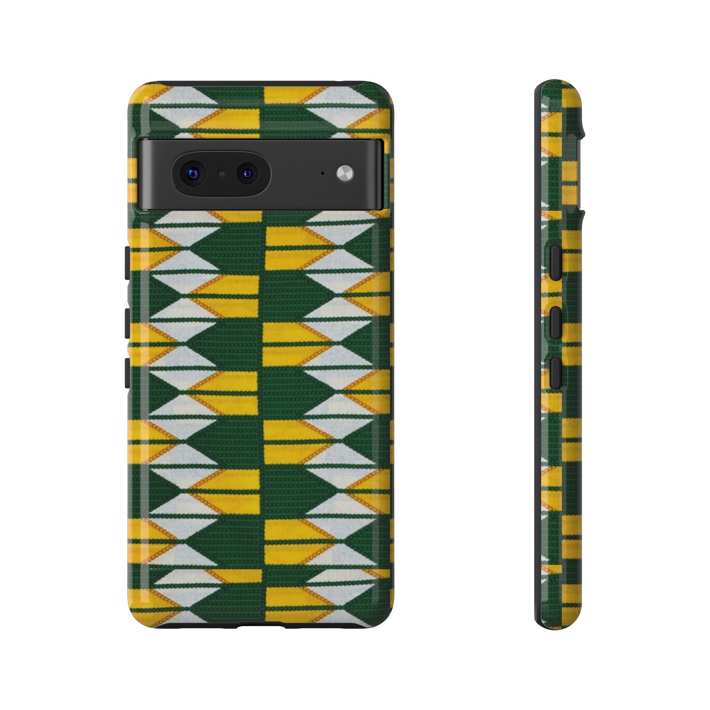 Green Gold White Ankara Google Pixel Tough Cases | African Google Pixel Case | Afrocentric Google Pixel Case