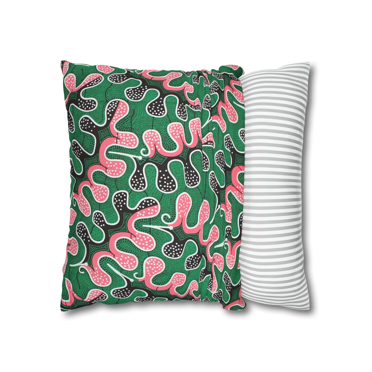 Pink and Green Ankara Square Pillow Case | Afrocentric Pillow Case