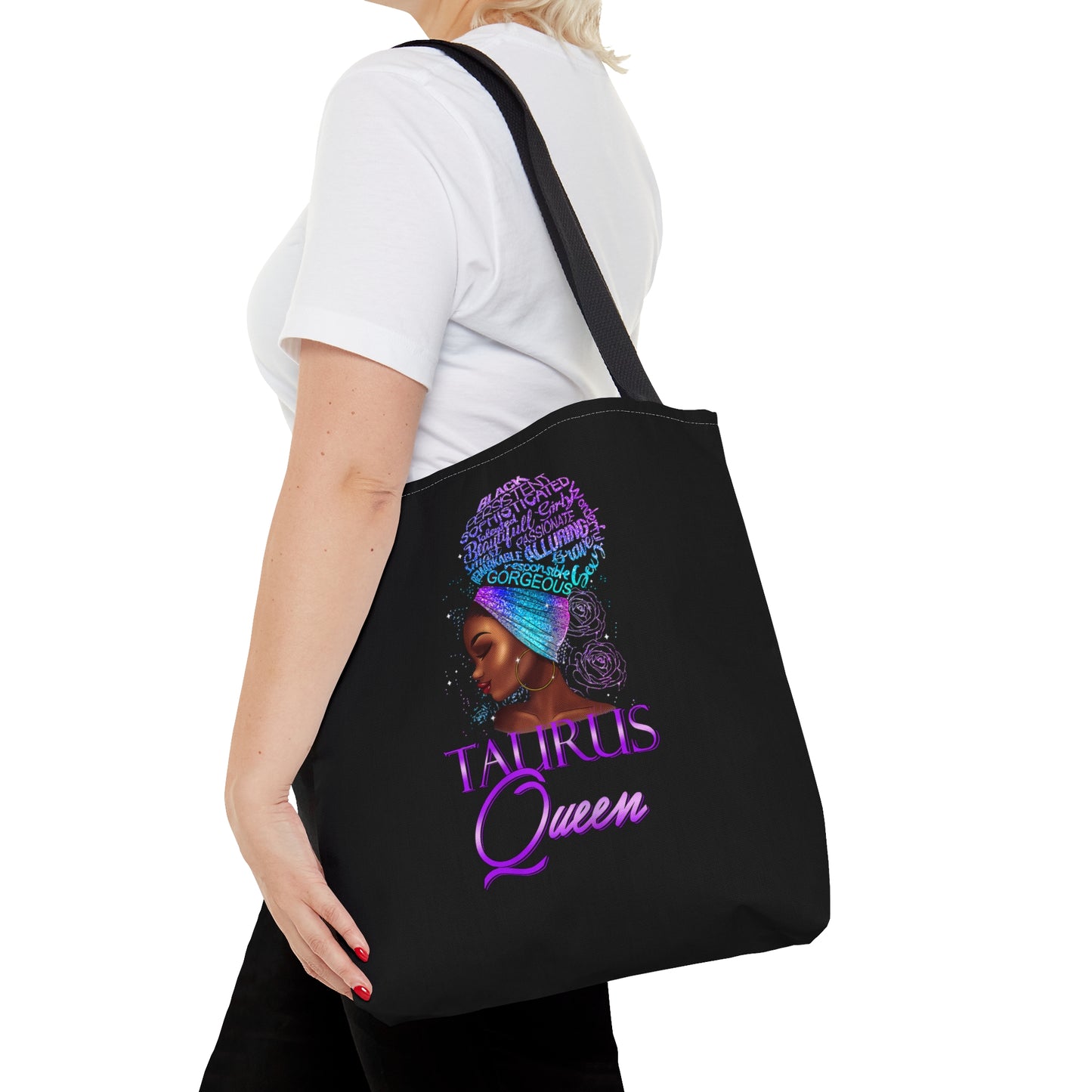 Purple Taurus Black Queen Tote Bag