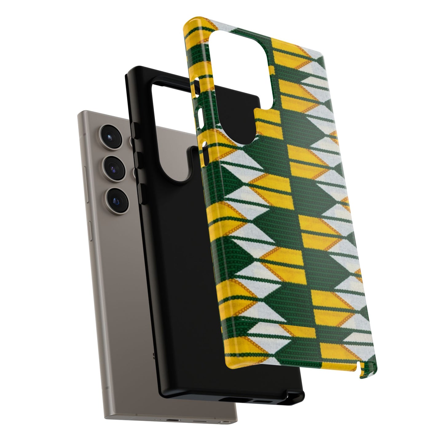Green Yellow White Ankara Samsung Tough Cases | African Samsung Case | Afrocentric Samsung Case | Ankara Samsung Phone Case