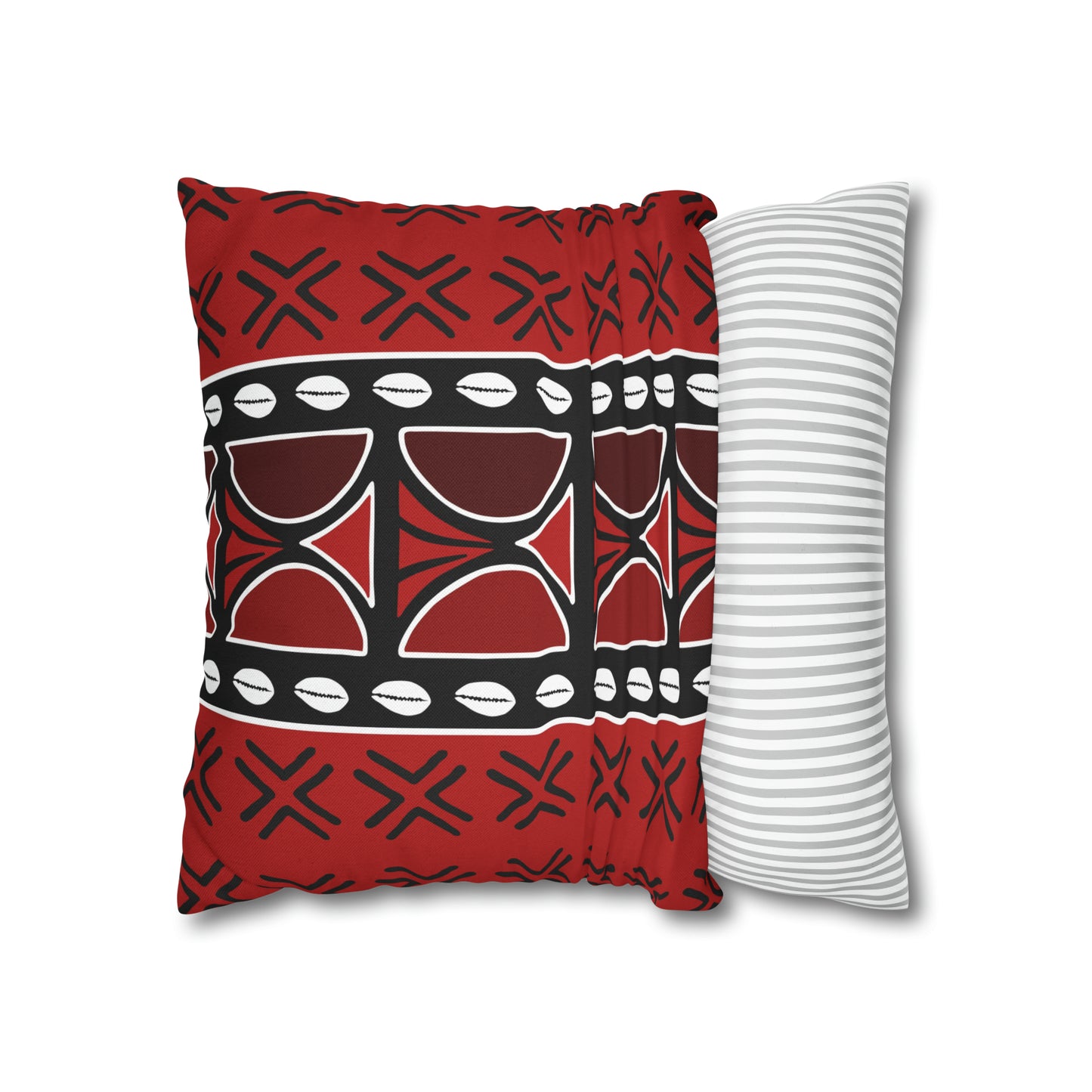 Red Mudcloth Ankara Square Pillow Case | Afrocentric Pillow Case