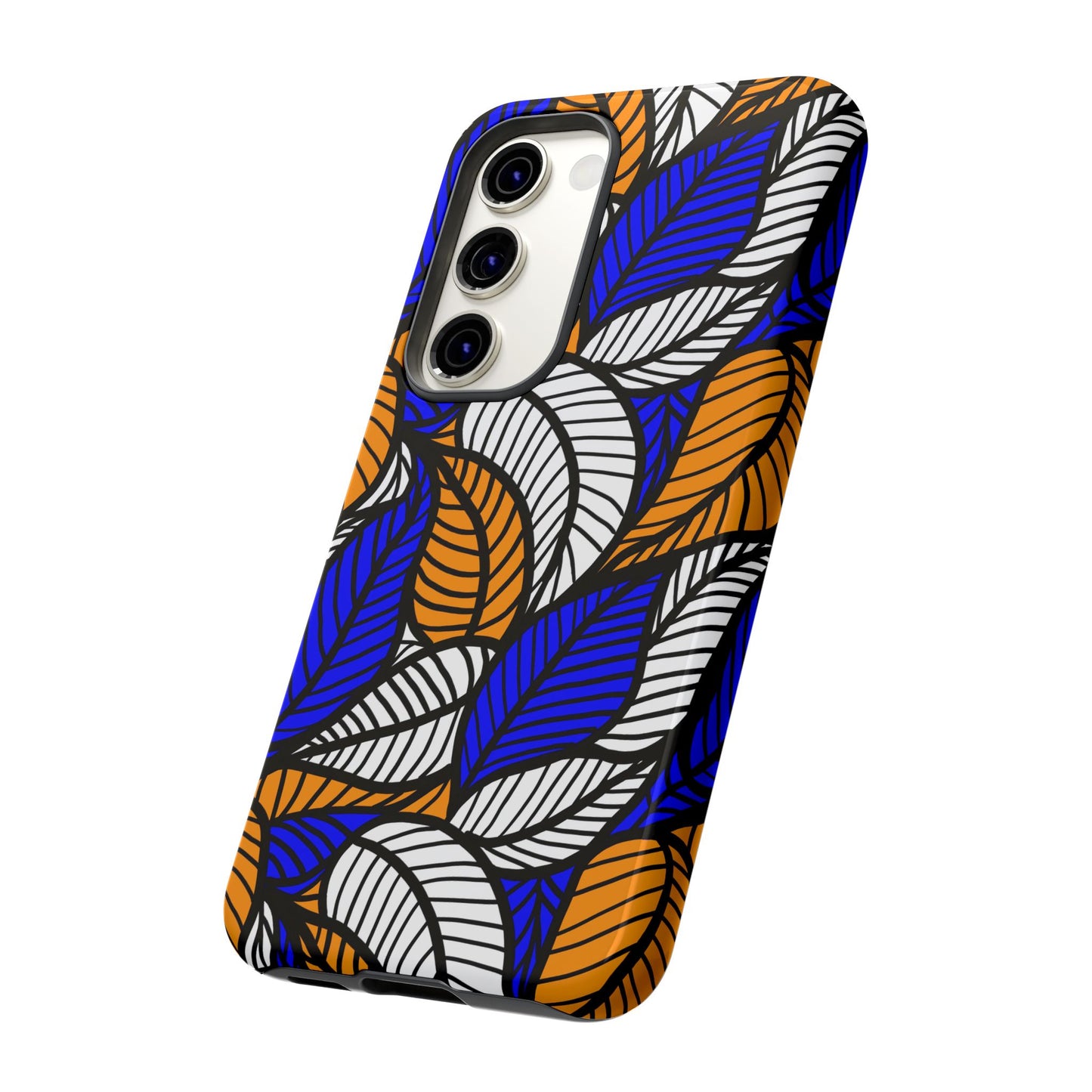 Blue and Gold Leaf Ankara Samsung Tough Cases | African Samsung Case | Afrocentric Samsung Case | Ankara Samsung Phone Case