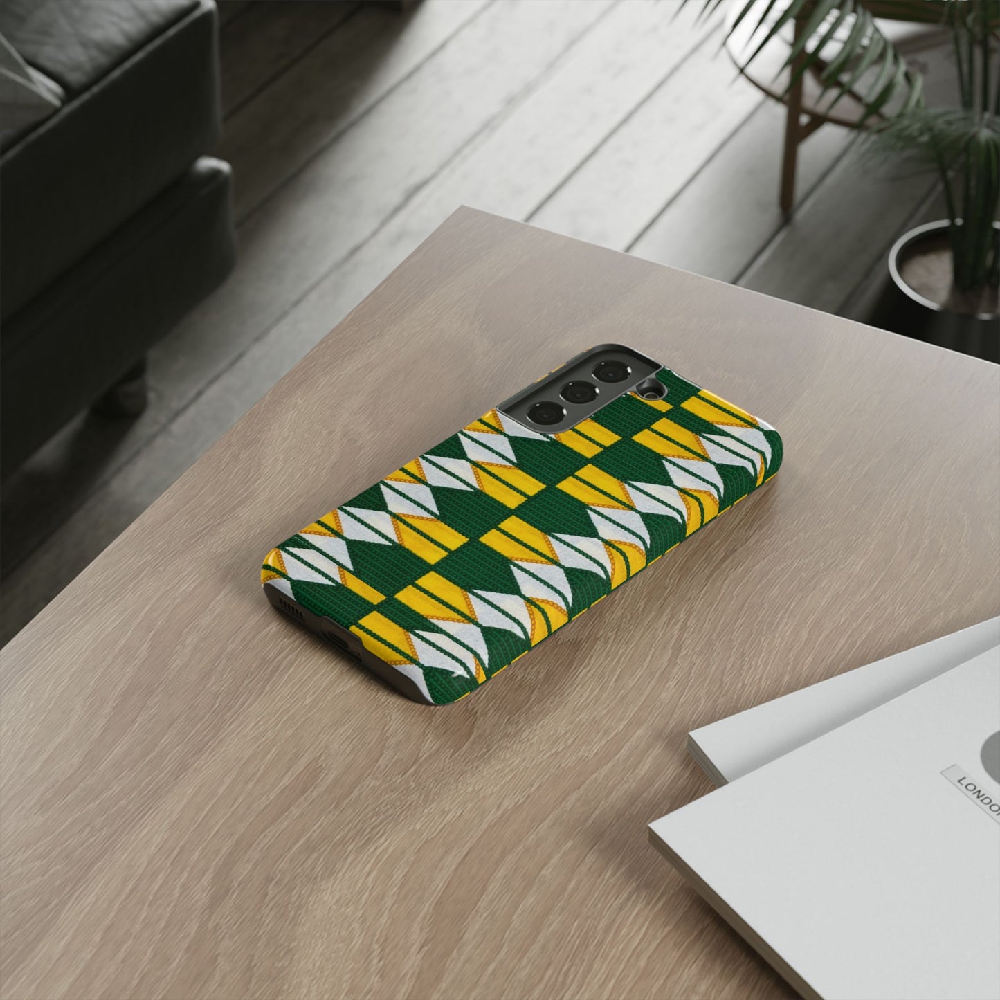 Green Yellow White Ankara Samsung Tough Cases | African Samsung Case | Afrocentric Samsung Case | Ankara Samsung Phone Case