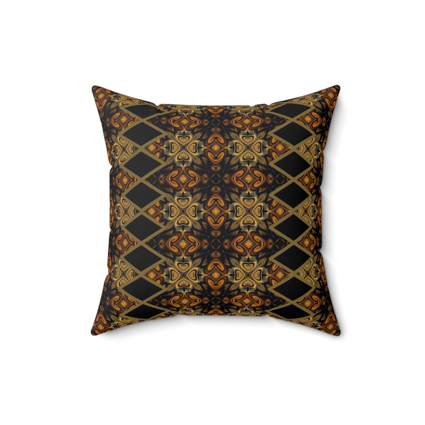 Black Ankara Print Polyester Square Pillow | Afrocentric Pillow | African Pillow