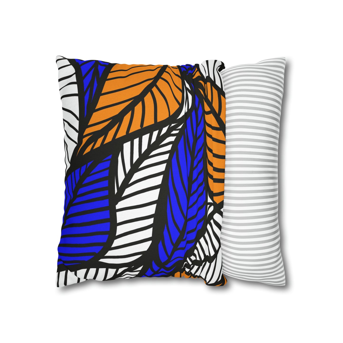 Blue Ankara Polyester Square Pillow Case | Afrocentric Pillow Case