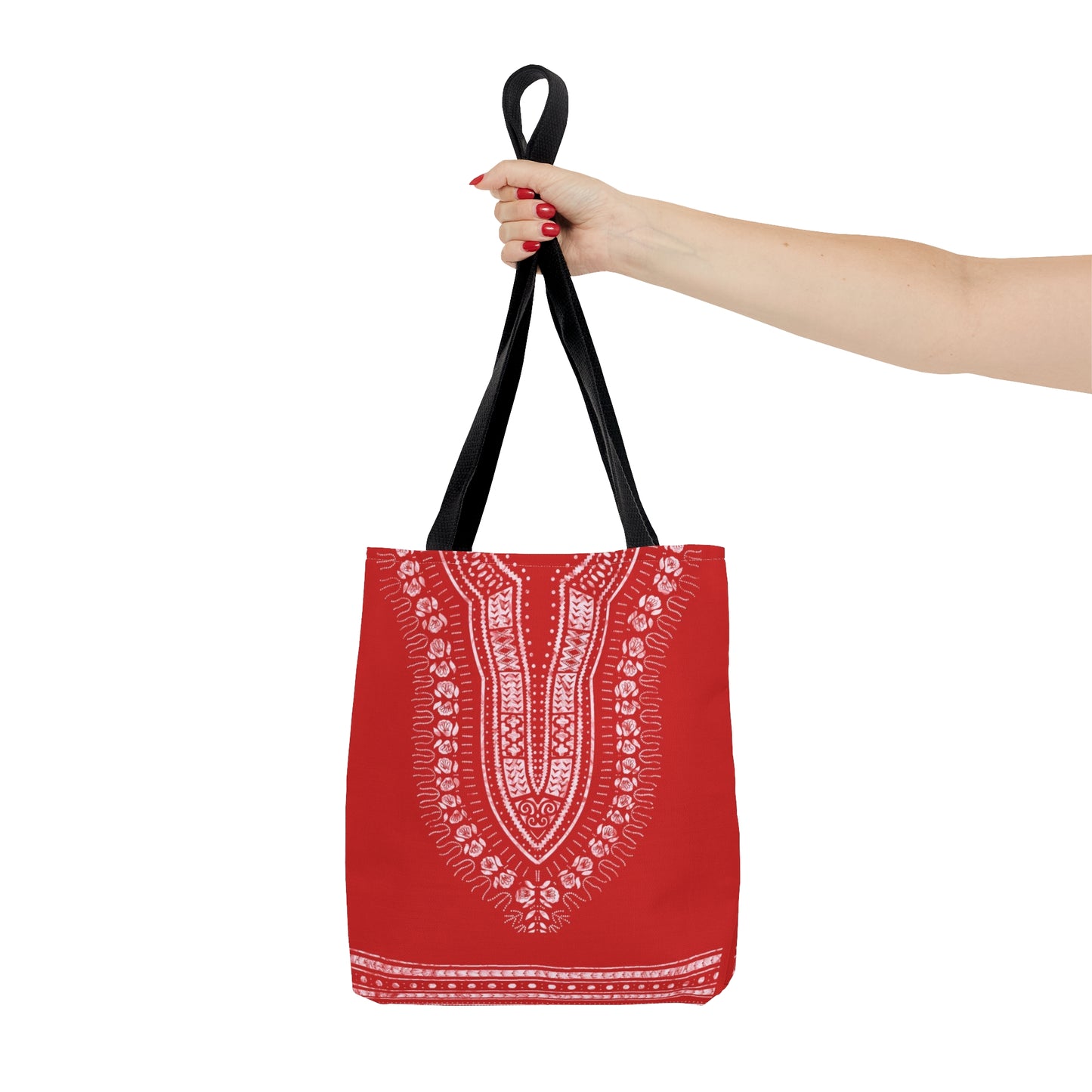 Red and White Dashiki Tote Bag