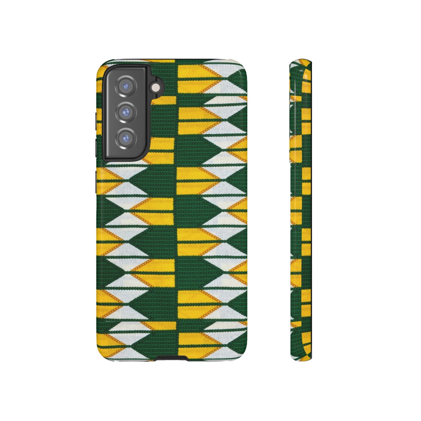Green Yellow White Ankara Samsung Tough Cases | African Samsung Case | Afrocentric Samsung Case | Ankara Samsung Phone Case
