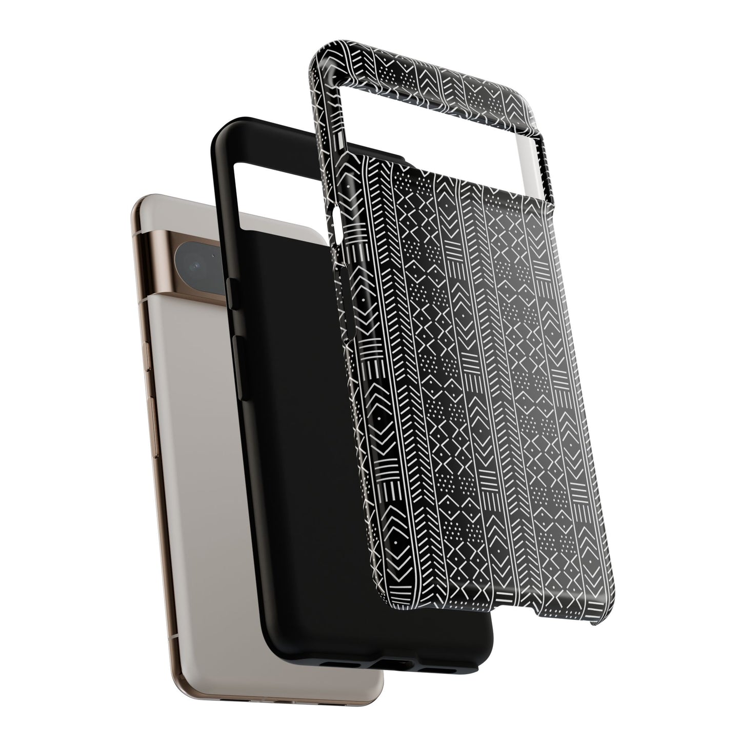Black & White Mudcloth Google Pixel Tough Cases | African Google Pixel Case | Afrocentric Google Pixel Case