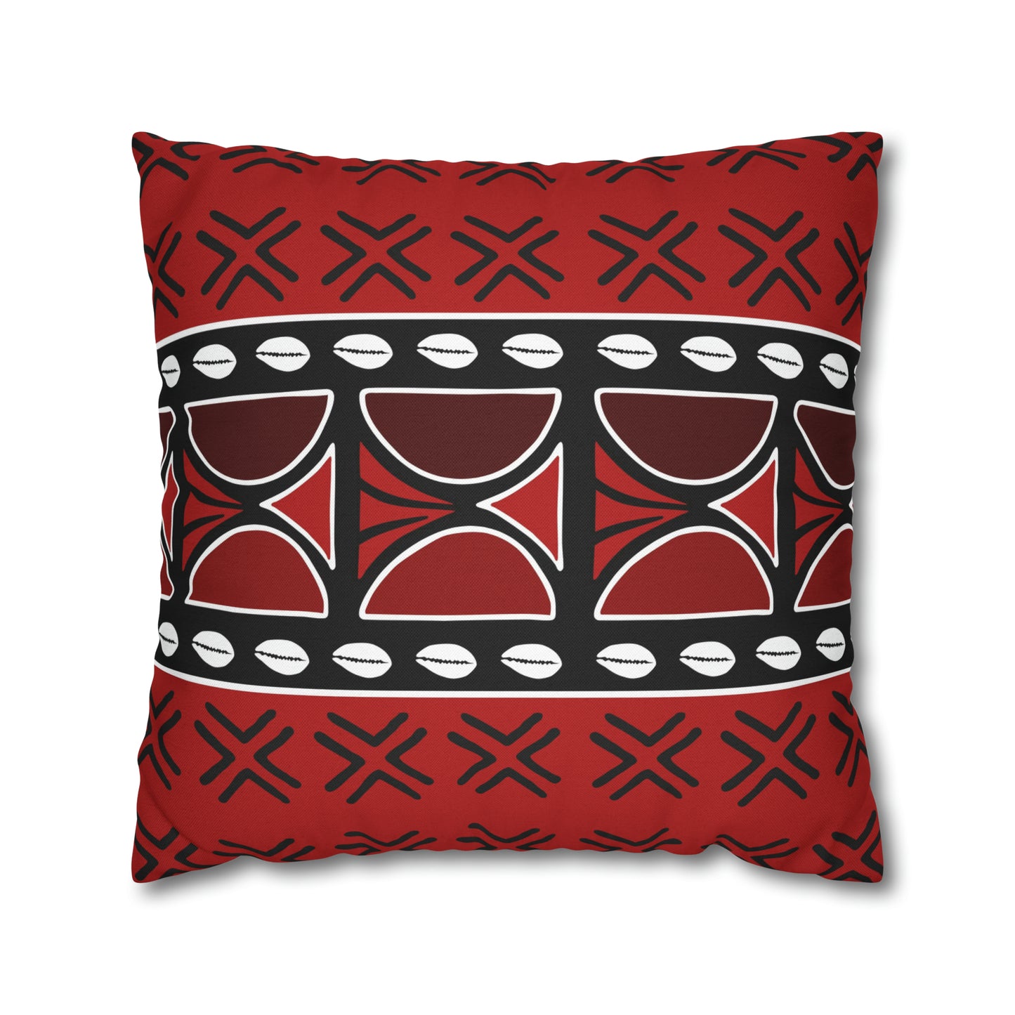 Red Mudcloth Ankara Square Pillow Case | Afrocentric Pillow Case