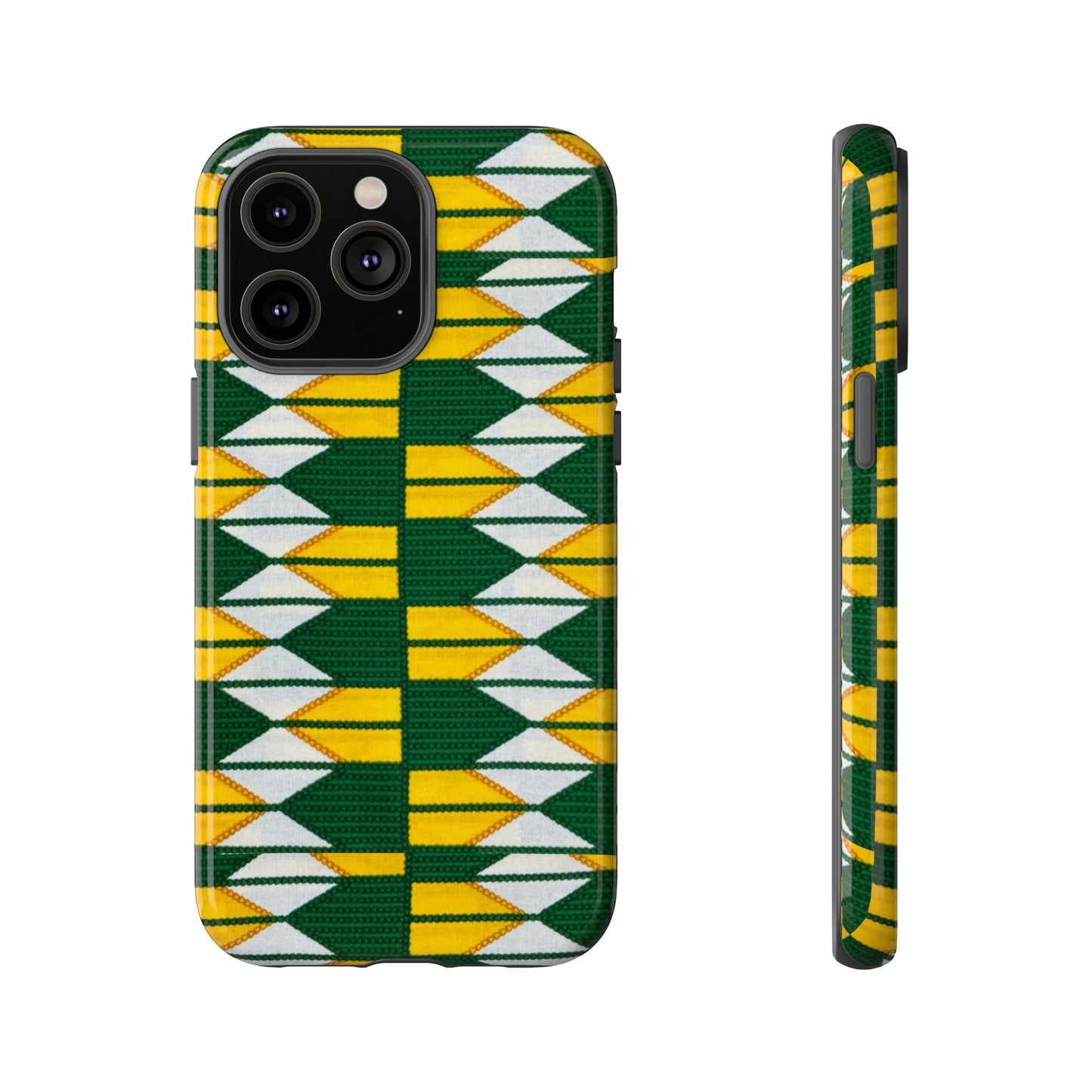 Green Yellow White iPhone Tough Cases | Ankara iPhone Case | Afrocentric iPhone Case