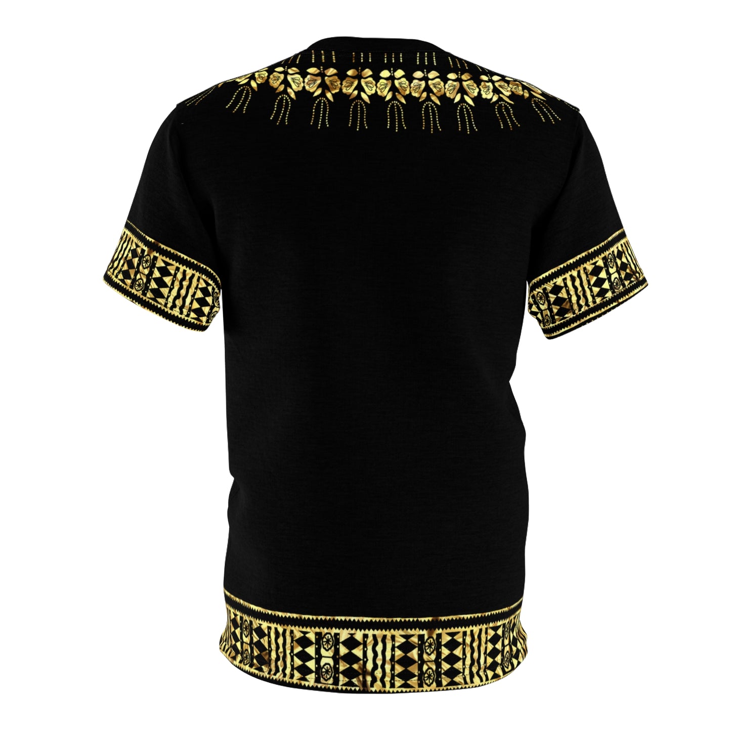 Dashiki Tee, African Print Shirt, Unisex Tee, Black and Gold Shirt, Ethnic Clothing, Cut and Sew T-Shirt